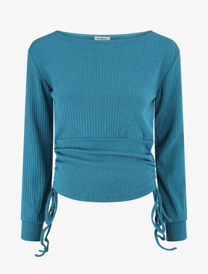 Pull fin côtélé ajustable - Bleu canard - 1