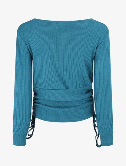 Pull fin côtélé ajustable - Bleu canard - 2