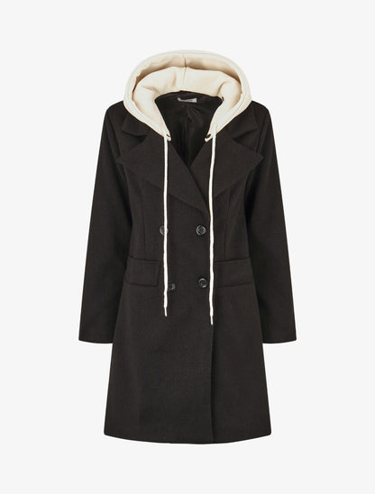 Manteau à capuche style sweat - Noir - 5