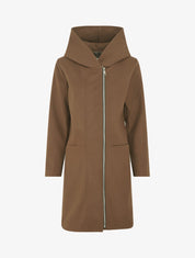 Manteau long uni à capuche - Marron - 4
