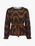 Blouse péplum imprimé art moderne - Marron - 1