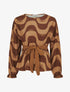 Blouse péplum imprimé art moderne - Camel - 4