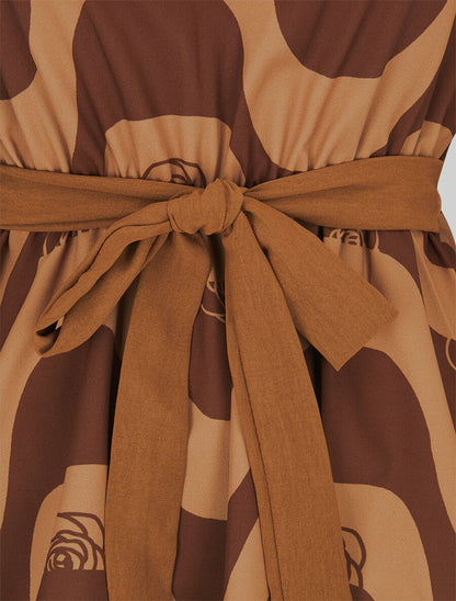 Blouse péplum imprimé art moderne - Camel - 3