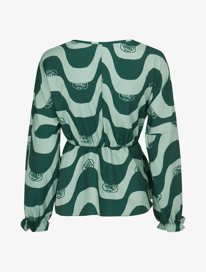 Blouse péplum imprimé art moderne - Vert - 2