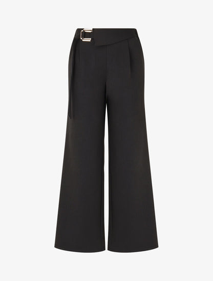 Pantalon long uni coupe ample - Noir - 1