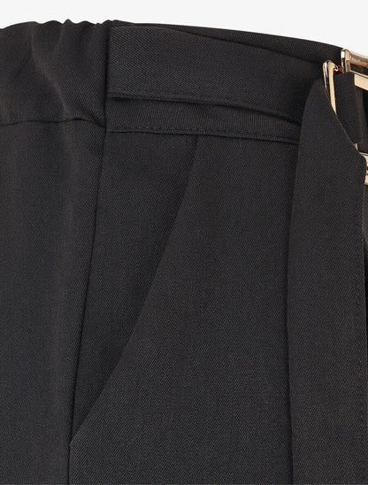Pantalon long uni coupe ample - Noir - 3
