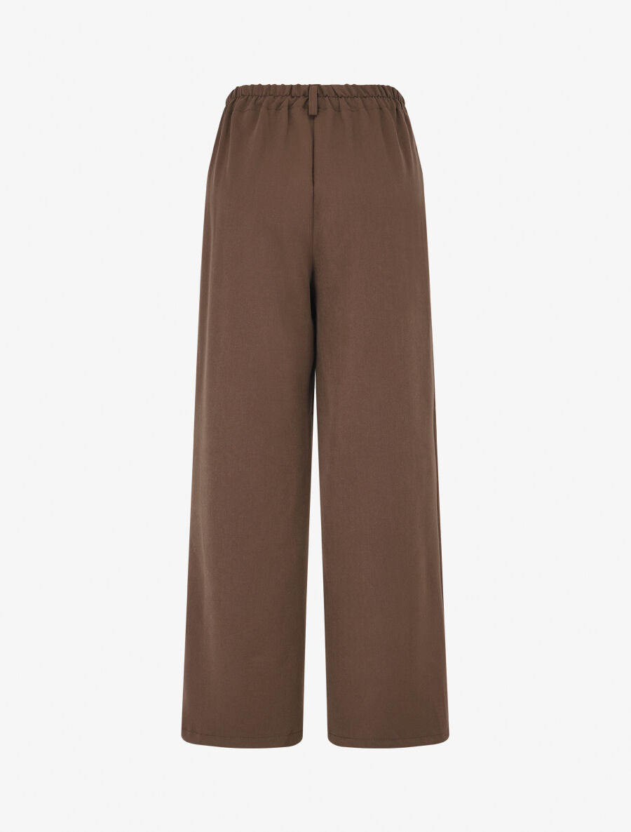 Pantalon ample à taille élastiquée - Marron - 2