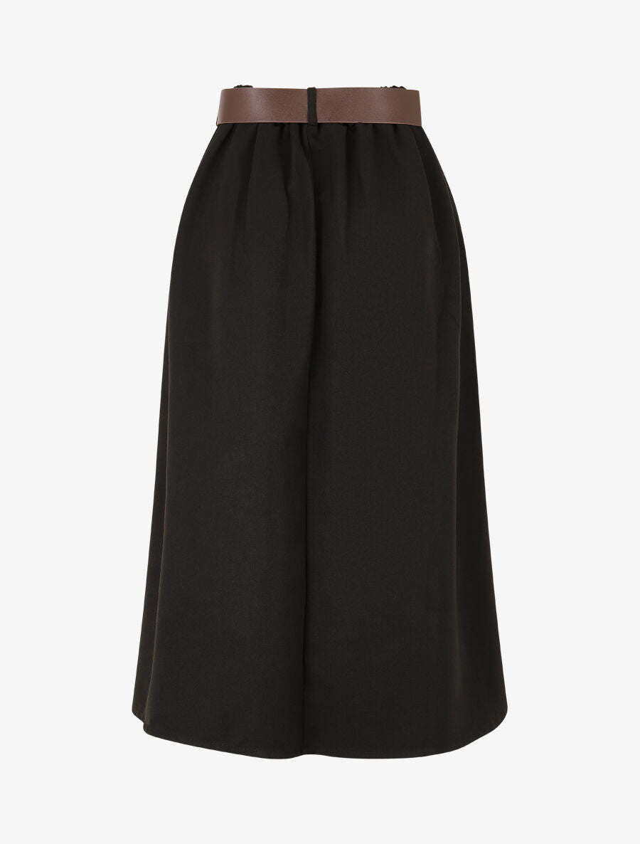 Jupe unie à taille élastiquée - Noir - 2