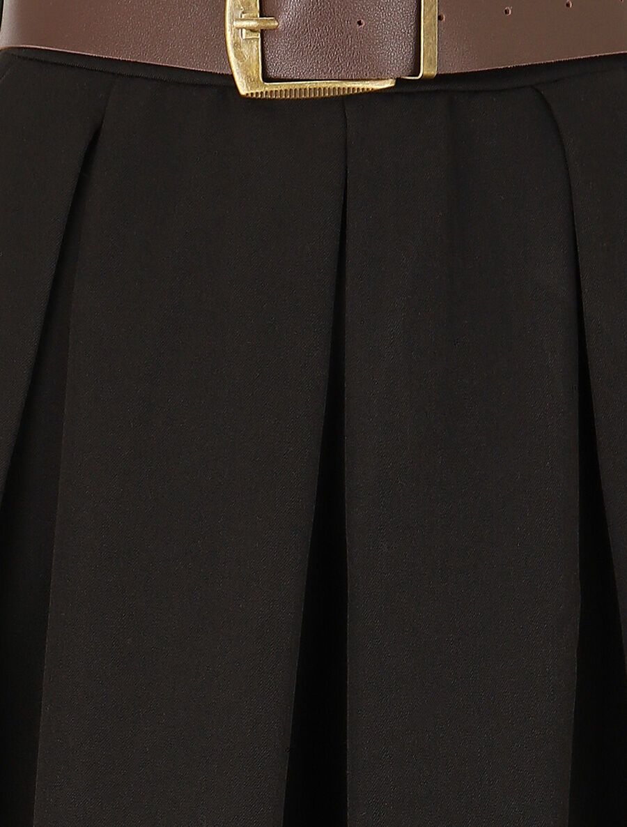 Jupe unie à taille élastiquée - Noir - 3