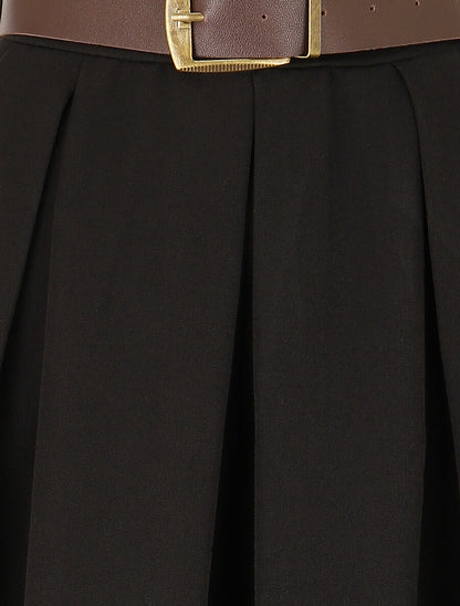 Jupe unie à taille élastiquée - Noir - 3