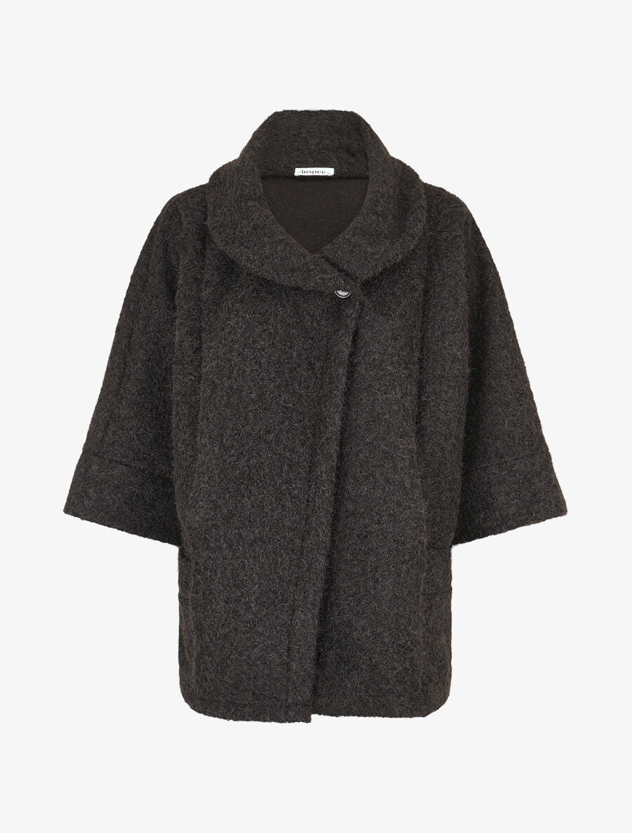 Manteau mi-long duveteux - Noir - 4