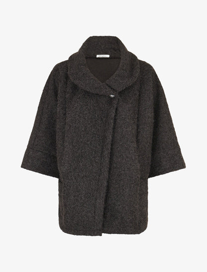 Manteau mi-long duveteux - Noir - 4