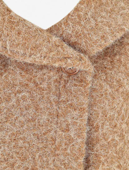 Manteau mi-long duveteux - Camel - 3