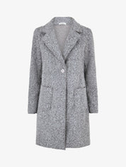 Manteau long uni duveteux - Gris - 1