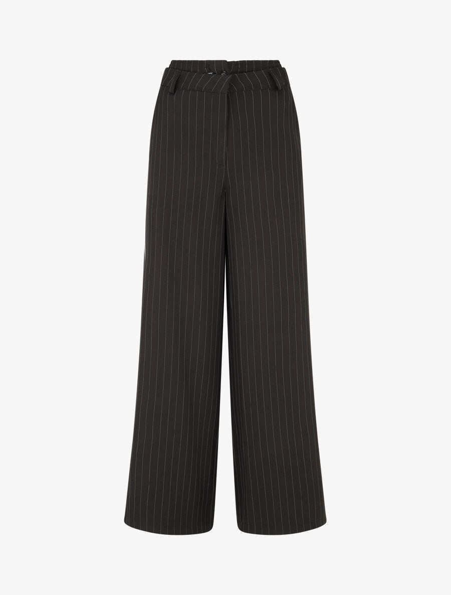 Pantalon fluide à bandes contrastantes - Noir - 1
