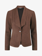 Veste en suédine col tailleur - Marron - 1