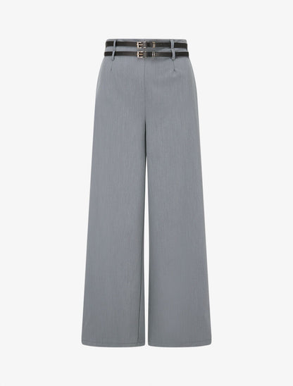 Pantalon droit à double passants - Gris - 1