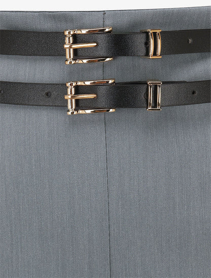 Pantalon droit à double passants - Gris - 3