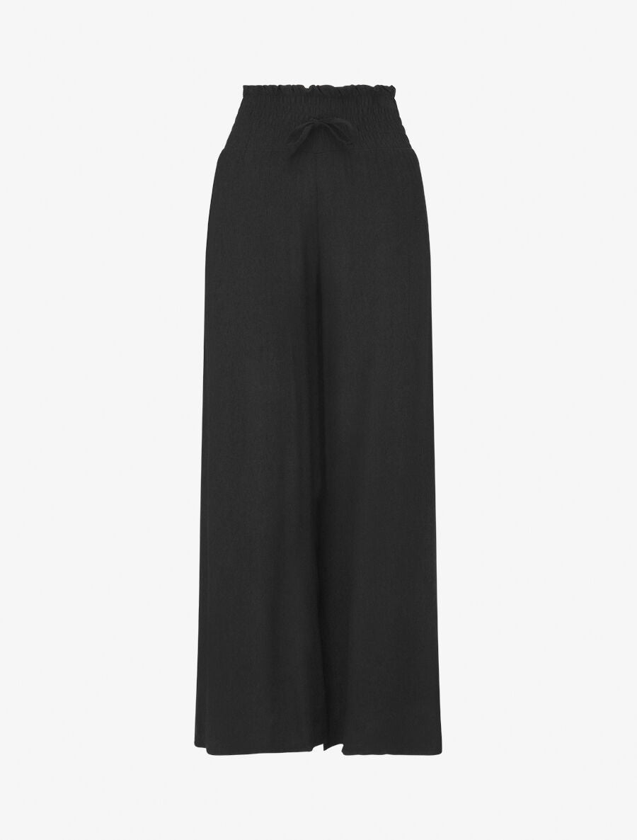 Pantalon fluide et texturé à taille haute - Noir - 4
