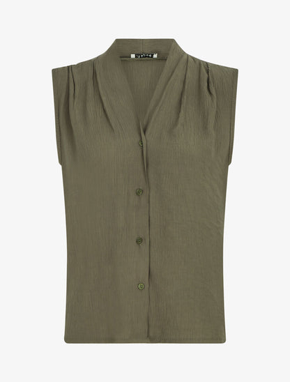 Top texturé sans manches - Kaki - 1