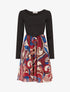 Robe patineuse à jupe imprimé fantaisie lamé - Lie de vin - 1