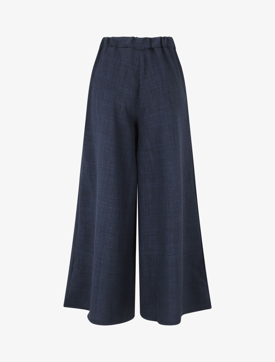 Pantalon uni effet lin - Marine - 2