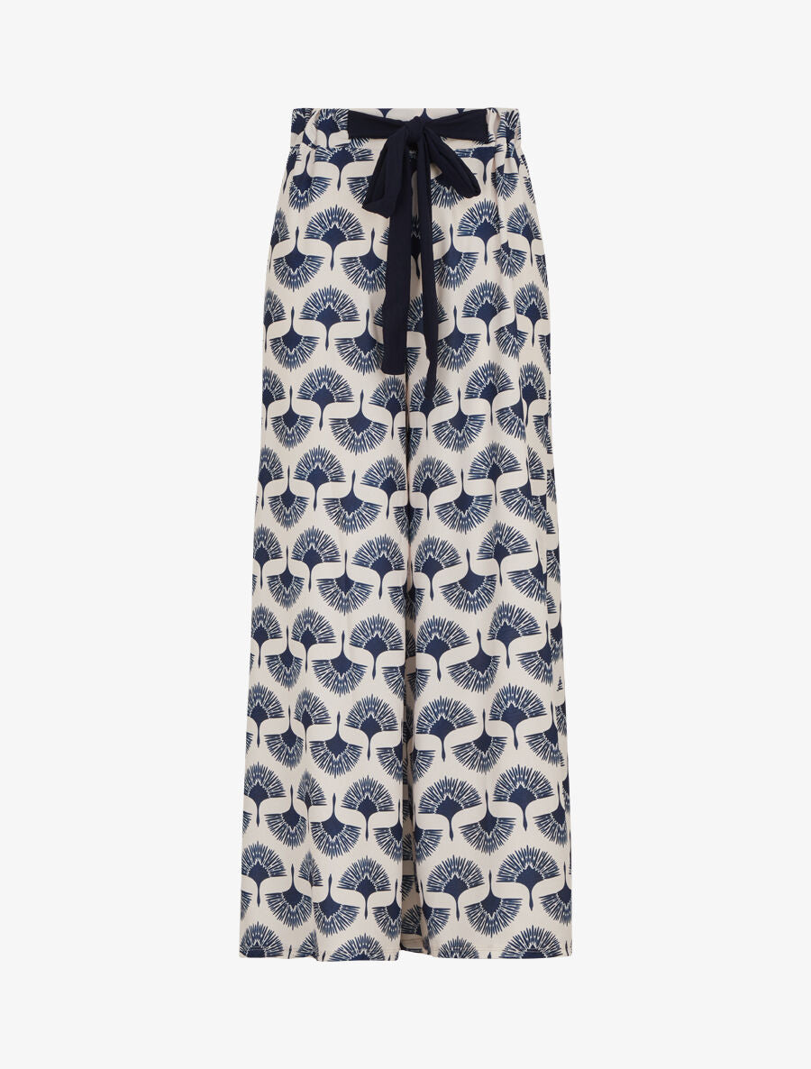 Pantalon ample taille haute imprimé dandelion - Marine - 4