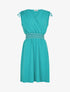 Robe unie sans manches à taille élastiquée - Turquoise - 1