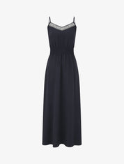 Robe unie élastiquée - Marine - 1