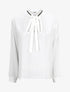 Blouse droite col lavallière fantaisie et manches longues - Blanc - 1