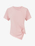 T-shirt uni à côté froncé - Rose - 1