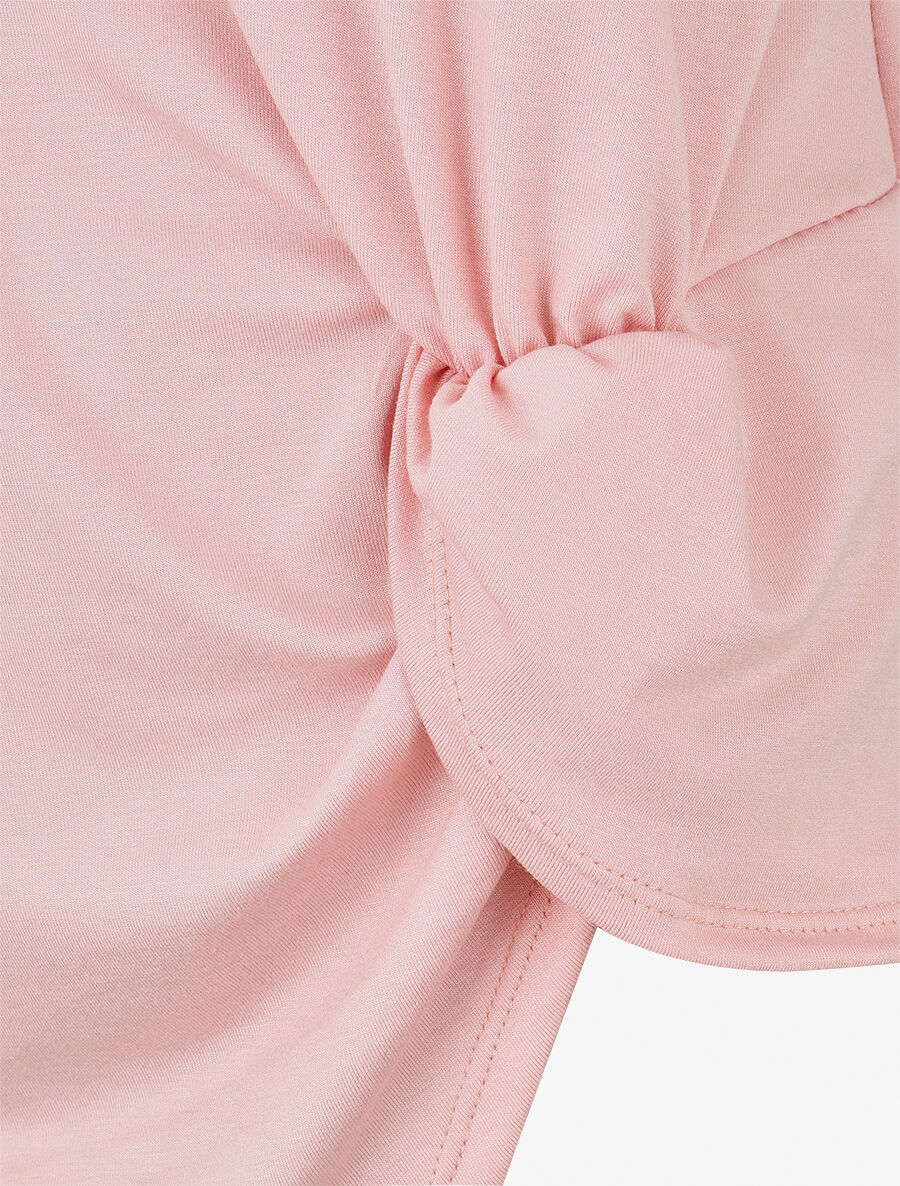 T-shirt uni à côté froncé - Rose - 3