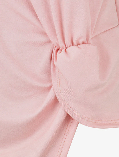 T-shirt uni à côté froncé - Rose - 3
