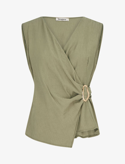 Top droit sans manches à boucle - Vert olive - 4