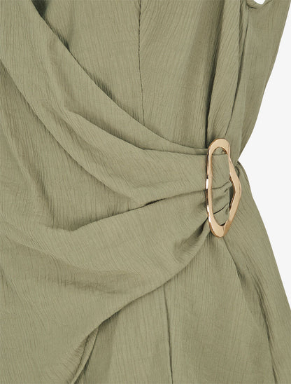 Top droit sans manches à boucle - Vert olive - 3
