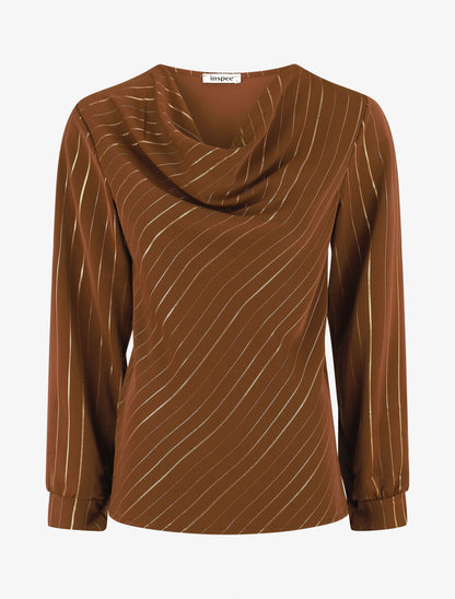 Blouse fluide à rayures irisées - Marron - 4
