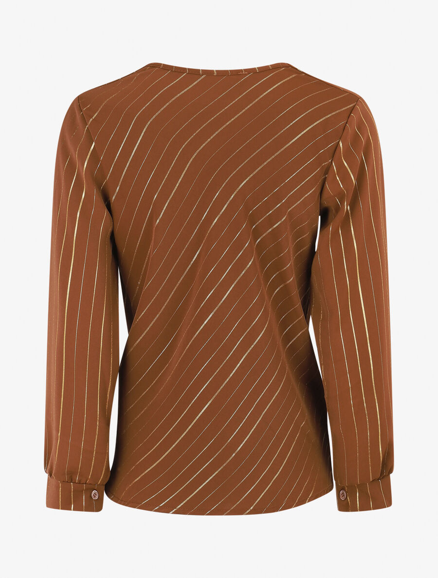 Blouse fluide à rayures irisées - Marron - 2