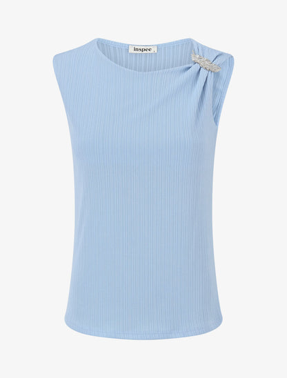 Top droit sans manches à broche plume - Bleu ciel - 1