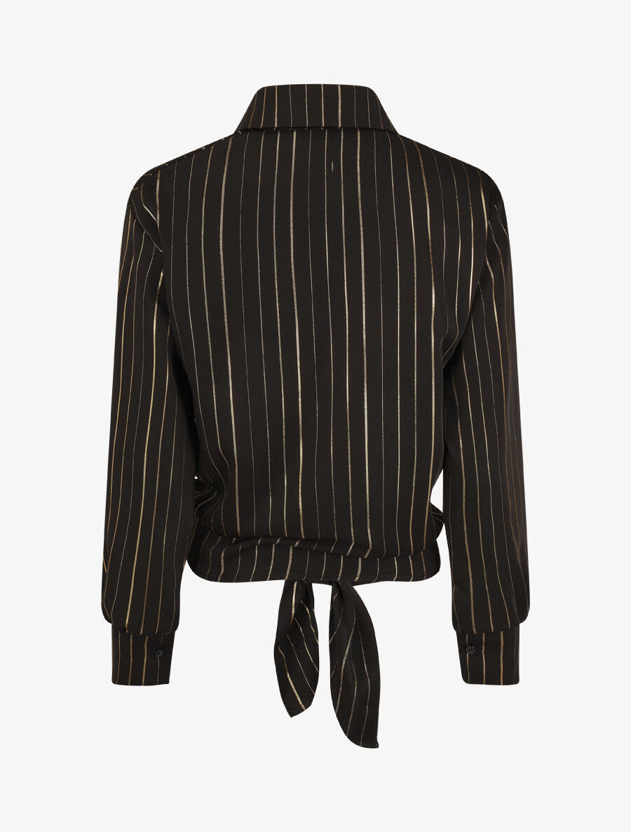 Blouse à nouer et rayures irisées - Noir - 2