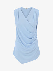 Top drapé cache-coeur sans manches - Bleu ciel - 4