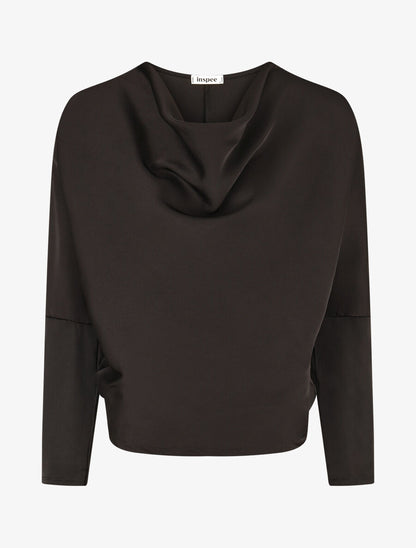 Blouse fluide unie effet satiné - Noir - 4