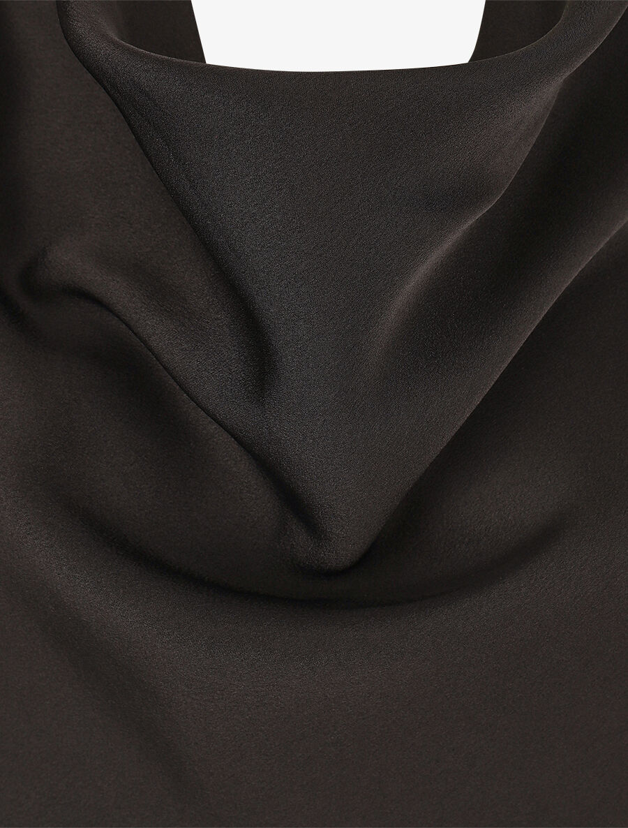 Blouse fluide unie effet satiné - Noir - 3