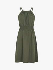 Robe unie sans manches à taille élastiquée - Kaki - 4
