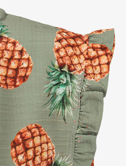 Top à manches volantées imprimé ananas - Kaki - 3