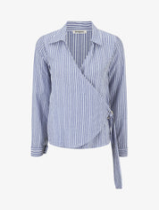Blouse cache-coeur à rayures - Bleu - 1