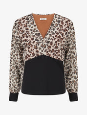 Top à taille droite imprimé moucheté - Marron - 1