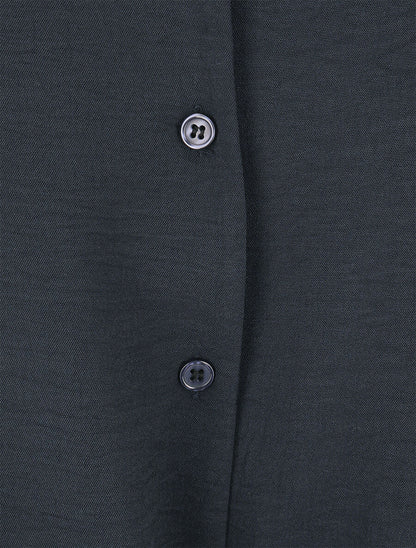 Chemise unie boutonnée - Marine - 3