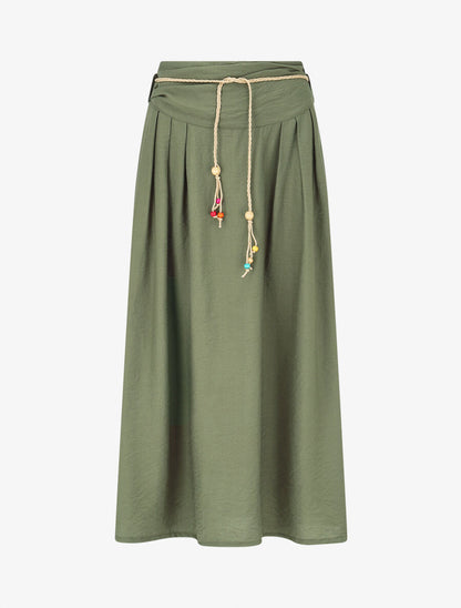 Jupe longue taille haute coupe évasée - Kaki - 4