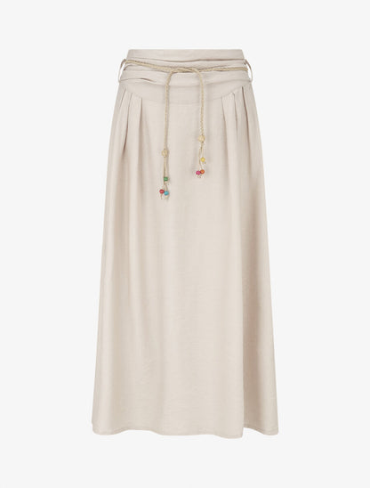 Jupe longue taille haute coupe évasée - Beige - 1