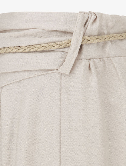 Jupe longue taille haute coupe évasée - Beige - 3